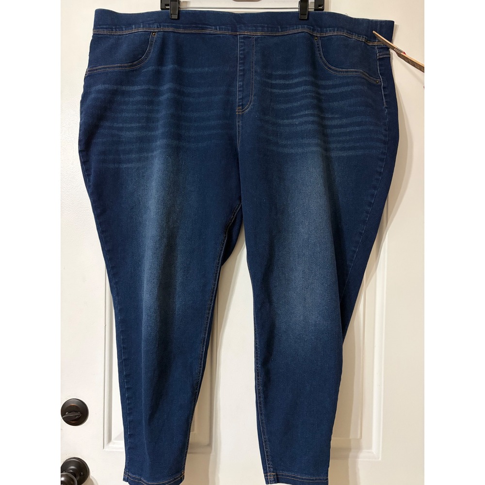 Terra & Sky | Plus Size Pull On Denim Jeggings | 4X (28W-30W) || blue